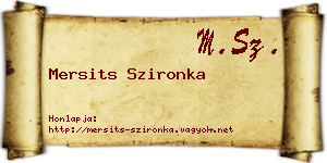 Mersits Szironka névjegykártya